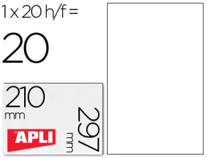 APLI ETIQUETAS APLI A4 210X297 TRANSP.20H 01225 MAK002083