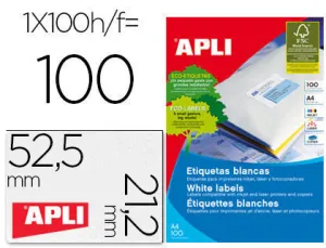 APLI ETIQUETAS APLI A4 52,5X21,2 100H 01284 MAK028998