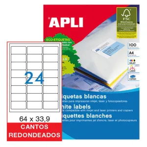 APLI ETIQUETAS APLI A4 64X33,9 C/ROMO 100H 2409 MAK029814