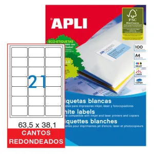 APLI ETIQUETAS APLI A4 63,5X38 C/ROMO 100H 02414 MAK029817