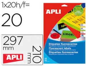 APLI ETIQUETAS APLI A4 FLUOR NARJ.20ET 20H 02879 MAK029281