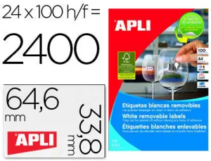 APLI ETIQUETAS APLI A4 64,6X33,8 REMV.100H 03056 MAK002073
