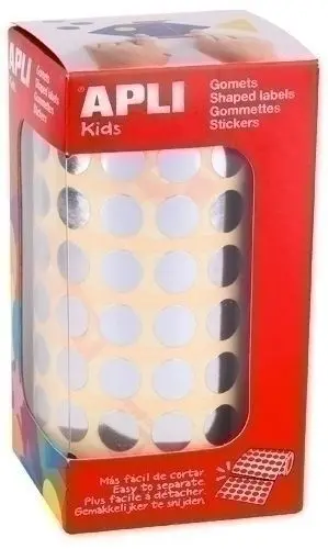 APLI GOMETS REDONDOS PLATA METALIZADO - Ã 10.5MM - 5192 UNIDADES POR ROLLO - DESARROLLA HABILIDADES Y CAPACIDADES EN NIÃ±OS