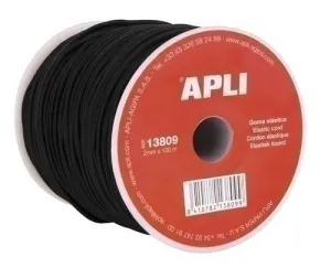 APLI BOBINA DE CUERDA ELASTICA - DURADERA - FLEXIBLE - FACIL DE CORTAR Y ATAR - IDEAL PARA MANUALIDADES - COLOR NEGRO