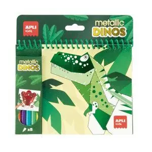BLOC COLOREAR METALLIC DINOS 20 HOJAS