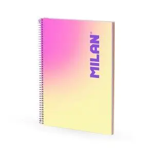 MILAN SUNSET CUADERNO ESPIRAL FORMATO A4 PAUTADO 7MM - 90 HOJAS DE 95 GR/M2 - MICROPERFORADO, BANDAS DE COLOR Y 4 TALADROS - COLOR AMARILLO/ROSA