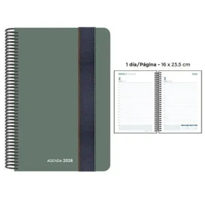 AGENDA ANUAL (2026) SENFORT FOAM ESPIRAL TAPA PP CON GOMA 160X235 D/P VERDE