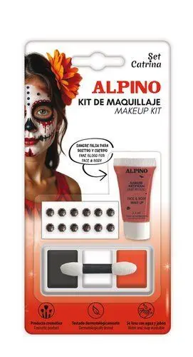 ALPINO SET DE MAQUILLAJE CATRINA - SE LAVA CON AGUA Y JABON - TESTADO DERMATOLOGICAMENTE - COLORES SURTIDOS