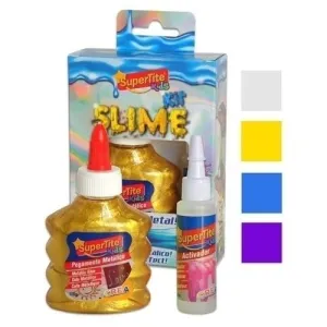 JUEGO SUPERTITE SLIME METALICO KIT (1X PEGAMENTO 1X LIQUIDO ACTIVADOR)