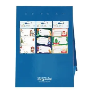 ETIQUETAS REGALO ADH. BLISTER 9 UDS. 86X44 NAVIDAD CON TEXTO SURTIDO EXPOSITOR DE 160