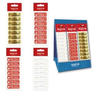 ETIQUETAS REGALO ADH. HOLOGRAFICAS BLISTER 16 UDS. 45X15 NAVIDAD SURTIDO EXPOSITOR DE 160