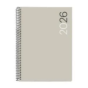 MIQUELRIUS AGENDA 2026 ANUAL  ESPIRAL PLUS D/P PP CITY GRIS MR34507