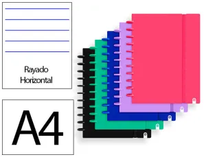 CUADERNO INGENIOX FOAM A4 80H RAYADO HORIZONTAL COLORES INTENSE SURTIDOS