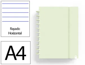 CUADERNO INGENIOX FOAM A4 80H RAYADO HORIZONTAL VERDE PASTEL