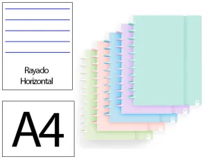 CUADERNO INGENIOX FOAM A4 80H RAYADO HORIZONTAL COLORES PASTEL SURTIDOS