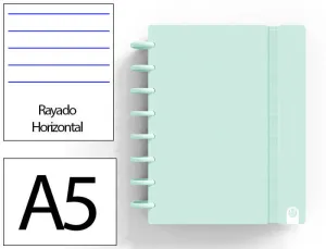 CUADERNO INGENIOX FOAM A5 80H RAYADO HORIZONTAL MENTA PASTEL