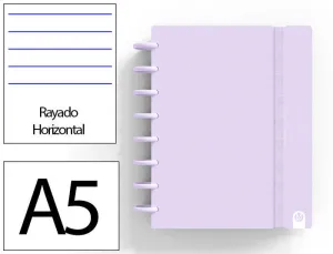 CUADERNO INGENIOX FOAM A5 80H RAYADO HORIZONTAL MALVA PASTEL