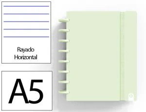 CUADERNO INGENIOX FOAM A5 80H RAYADO HORIZONTAL VERDE PASTEL