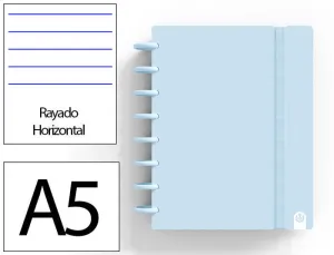 CUADERNO INGENIOX FOAM A5 80H RAYADO HORIZONTAL AZUL PASTEL