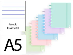 CUADERNO INGENIOX FOAM A5 80H RAYADO HORIZONTAL COLORES PASTEL SURTIDOS