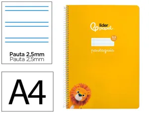 CUADERNO ESPIRAL LIDERPAPEL FOLIO PAUTAGUIA TAPA BLANDA 80H 75 GR CUADRO PAUTADO 2,5MM COLOR AMARILLO