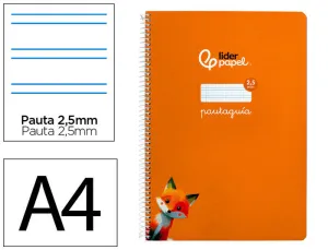 CUADERNO ESPIRAL LIDERPAPEL FOLIO PAUTAGUIA TAPA BLANDA 80H 75 GR CUADRO PAUTADO 2,5MM COLOR NARANJA