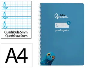 CUADERNO ESPIRAL LIDERPAPEL FOLIO PAUTAGUIA TAPA BLANDA 80H 75 GR CUADRO PAUTADO 5MM COLOR AZUL