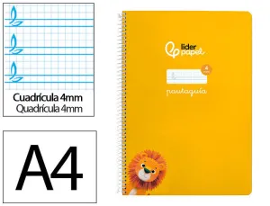 CUADERNO ESPIRAL LIDERPAPEL FOLIO PAUTAGUIA TAPA DURA 80H 90 GR CUADRO PAUTADO 4MM COLOR AMARILLO