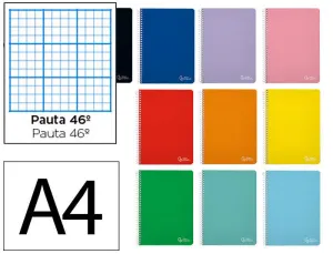CUADERNO ESPIRAL LIDERPAPEL DIN A4 WITTY TAPA DURA 80H 90GR RAYADO N 46 COLORES SURTIDOS