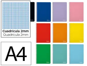 CUADERNO ESPIRAL LIDERPAPEL DIN A4 WITTY TAPA DURA 80H 90GR MILIMETRADO 2MM COLORES SURTIDOS