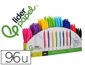 BOLIGRAFO LIDERPAPEL INKPRO 07 RETRACTIL CON CLIP ACABADO SOFT TOUCH PUNTA 0,7 MM EXPOSITOR 96 UNIDADES COLORES