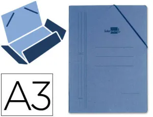 LIDERPAPEL CARPETA DE DIBUJO DE CARTON CON GOMAS Y SOLAPAS FORMATO A3 COLOR AZUL. CS19249