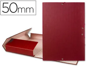 CAJA PROYECTOS FOL 050 CM CON GOMAS FORRADA PAPEL COAT COLOR ROJO CS25285