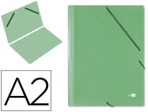LIDERPAPEL CARPETA DE DIBUJO DE CARTON COMPACTO CON GOMAS FORMATO  DIN A2 COLOR VERDE CS27156