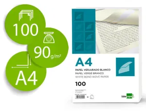 PAPEL VERJURADO DIN  A4 90 GRAMOS 100 UDS CREMA CS31909
