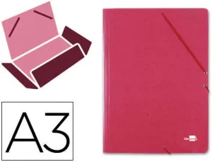 LIDERPAPEL CARPETA DE DIBUJO DE CARTON CON GOMAS Y SOLAPAS FORMATO A3 COLOR ROJO CS33284