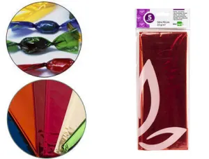 LIDERPAPEL PAPEL CELOFAN 5 HOJAS 050CMX070CM NARANJA CS75022