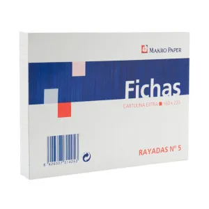PLUS OFFICE FICHAS MK RAYADAS 160X220 N5 100U F-5 MAK180321