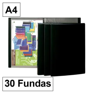 CAMPUS CARPETA 30 FUNDAS PLUS A4 NEGRO 230 MAK180227