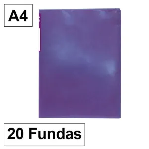 CAMPUS CARPETA 20 FUNDAS PLUS A4 TRANSLUCIDAS VIOLETA MT-20F-VL MAK180862