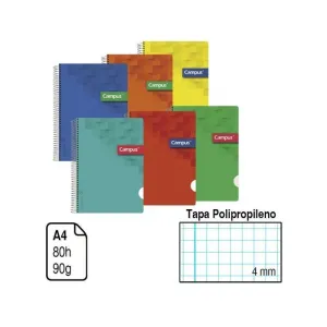 CAMPUS BLOC A4 80/H T.PP 90GR CN4MM COLORES 002426 MAK002426