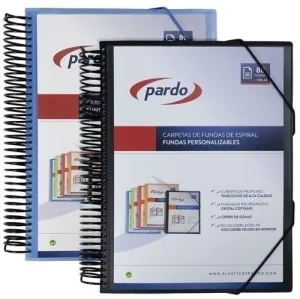 CARPETA FUNDAS (TARIFARIO) PARDO STUDIO STYLE ESPIRAL PP Fº 80 F. AZUL