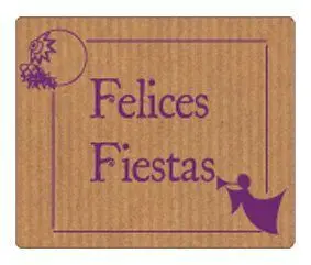 ETIQUETAS REGALO ADH. ROLLO  300 UDS. 60X50  FELICES FIESTAS  KRAFT ANGEL