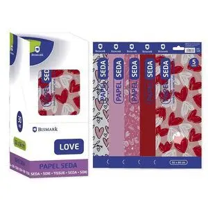 PAPEL SEDA LOVE 50X66 CM BOLSA 5 HOJAS
