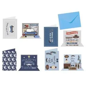 BISMARK PACK DE 24 TARJETAS DE FELICITACION DIA DEL PADRE - TARJETA PLEGADA CON SOBRE INCLUIDO - MEDIDAS PLEGADA 18X13CM