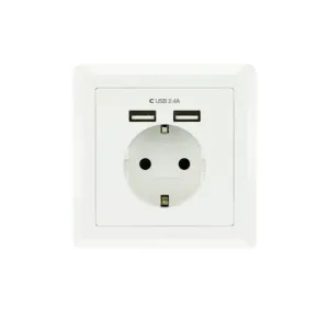NANOCABLE ROSETA BASE DE ENCHUFE DE PARED EMPOTRABLE TIPO SCHUKO CON 2 TOMAS USB 2.4A - COLOR BLANCO