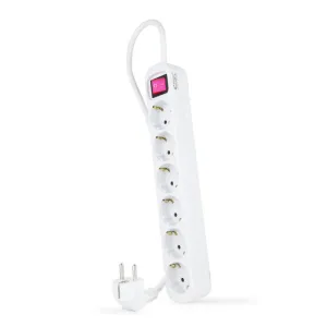 NANOCABLE REGLETA DE PROTECCION CON 6 SHUCKOS - CABLE DE 1.40M - INTERRUPTOR ON/OFF - COLOR BLANCO