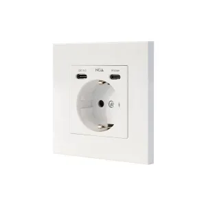 NANOCABLE ROSETA BASE DE ENCHUFE DE PARED EMPOTRABLE TIPO SCHUKO - 2XUSB-C PD - 3.4A - COLOR BLANCO
