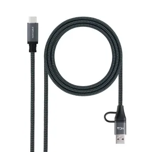 NANOCABLE CABLE USB 3.2 GEN2X2 5A/100W - USB-C + USB-A/M A USB-C/M - 2M - COLOR GRIS