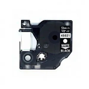 DYMO D1 45021 CINTA DE ETIQUETAS GENERICA PARA ROTULADORA - TEXTO BLANCO SOBRE FONDO NEGRO - ANCHO 12MM X 7 METROS - REEMPLAZA S0720610